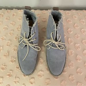 Bussola Lace Up Canvas Boots Blue Chambray Size 36